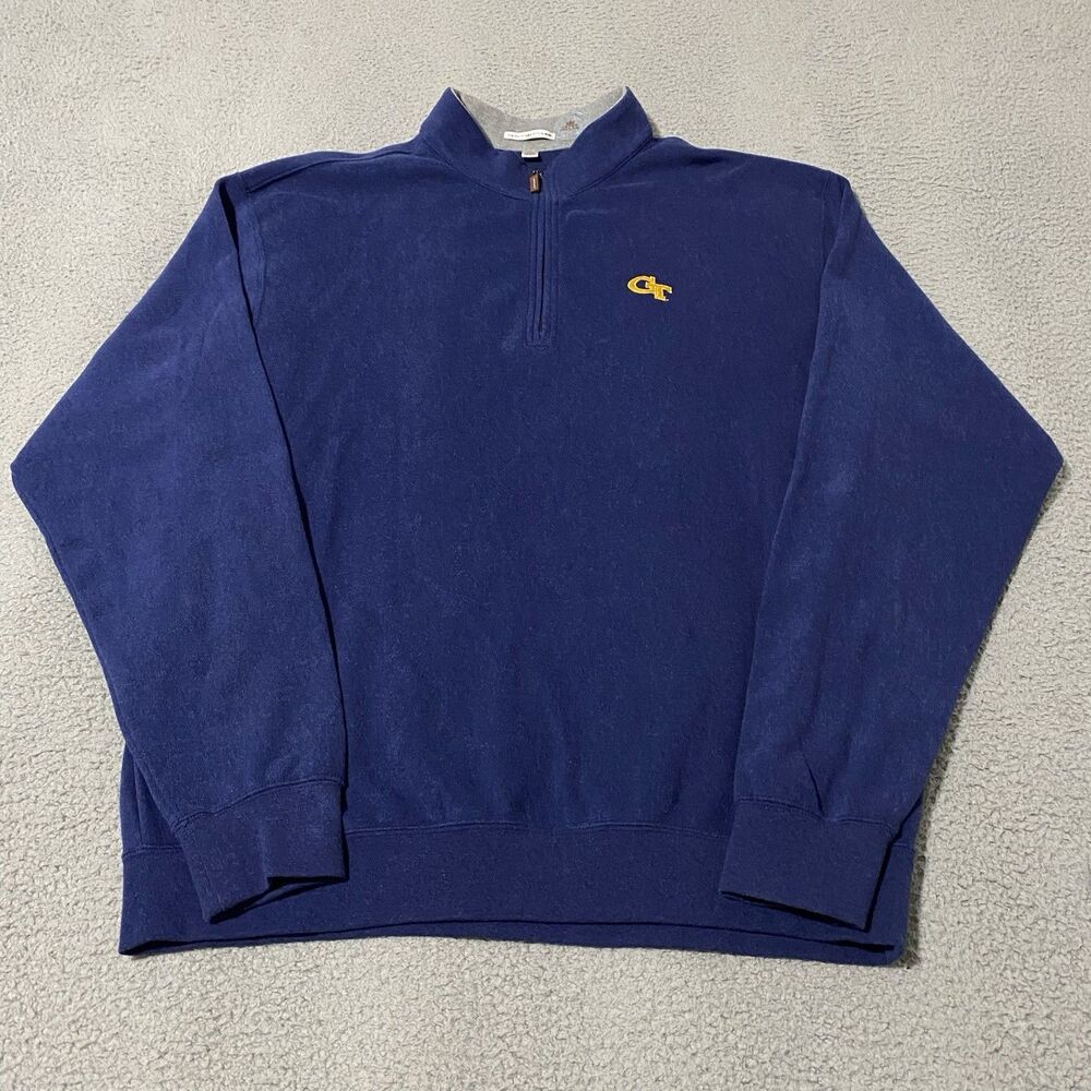 Georgia Tech Yellow Jackets Peter Millar Sweatshirt XXL Blue 1/4 Zip Pullover